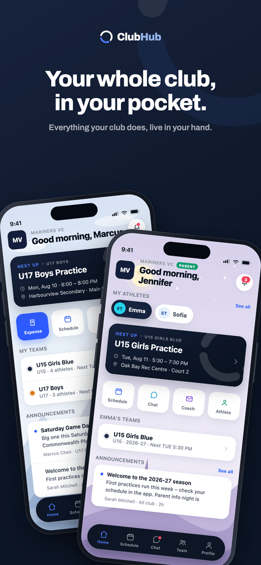 ClubHub app, home