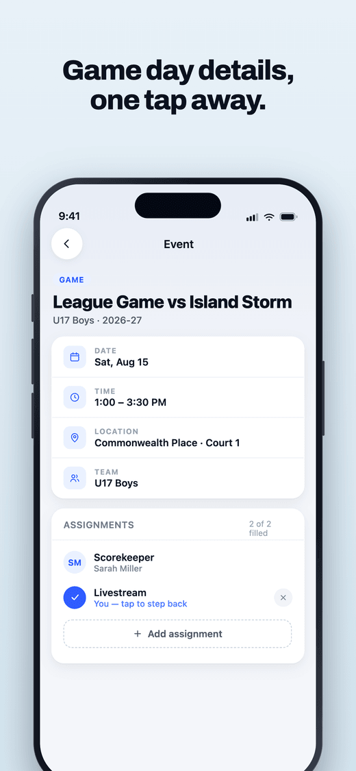 ClubHub app, game day