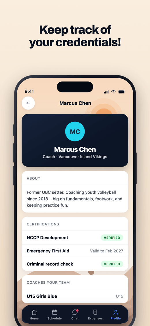 ClubHub app, credentials